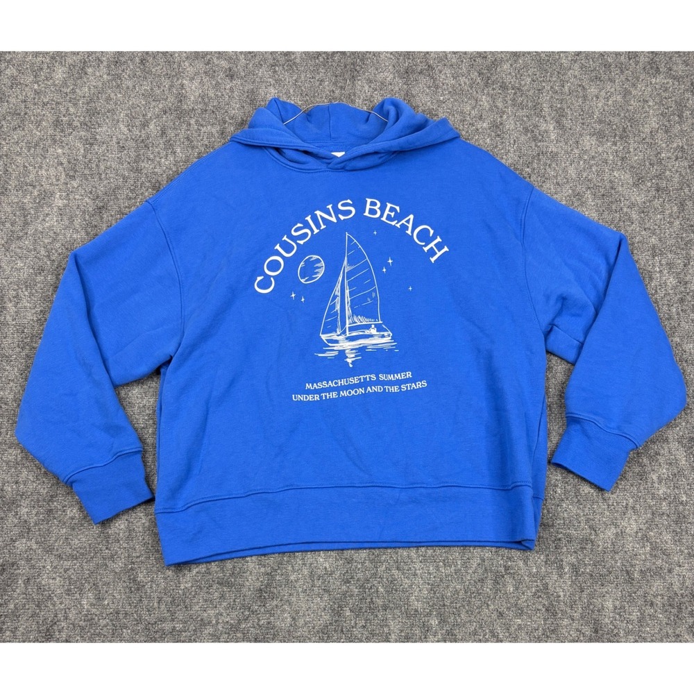 American Eagle Cousins Beach Hoodie Blue Massachusetts Summer Graphic Medium